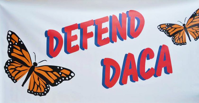 The banner was revealed within hours of the announcement that President Trump intended to phase out DACA over the next six months. (Photo courtesy of Michala Head)